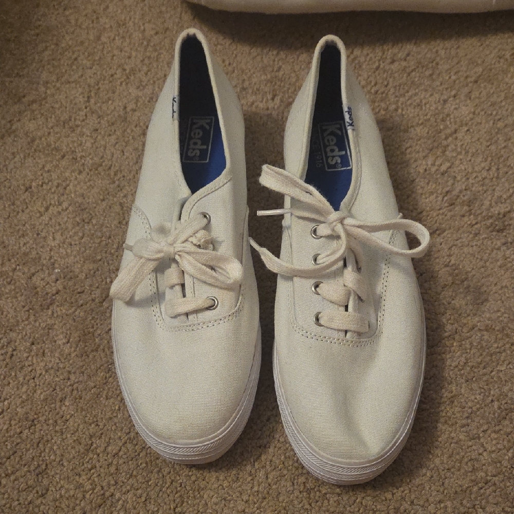 Keds Off-White Canvas Lace-Up Sneakers